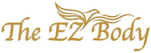 Gold 'The EZ Body' logo on a transparent background